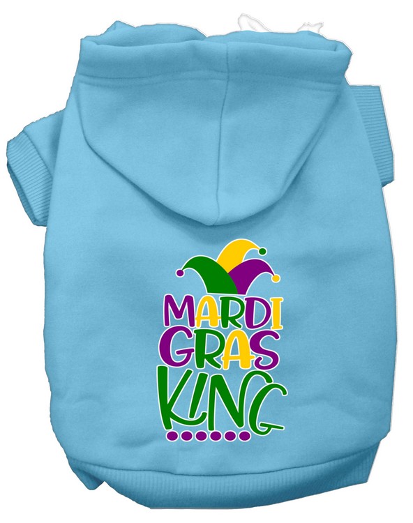 Mardi Gras King Screen Print Mardi Gras Dog Hoodie Baby Blue XL